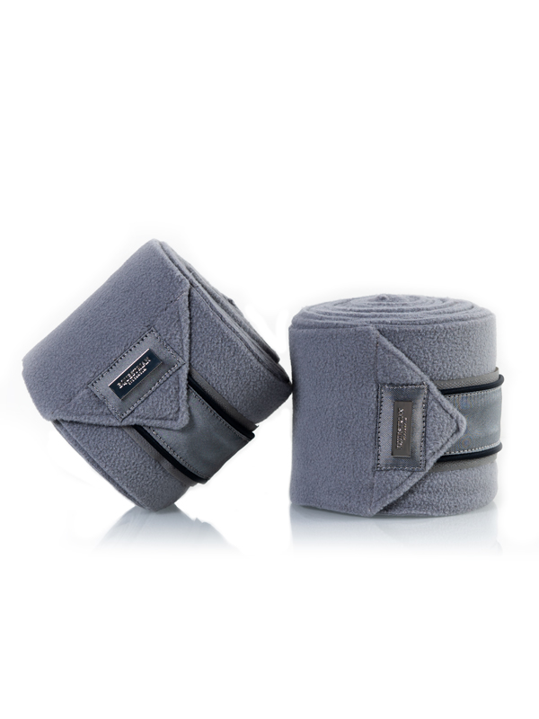 Grey-bandages-blue-line-webb-1 Equestrian Stockholm Fleece Bandagen Crystal Grey